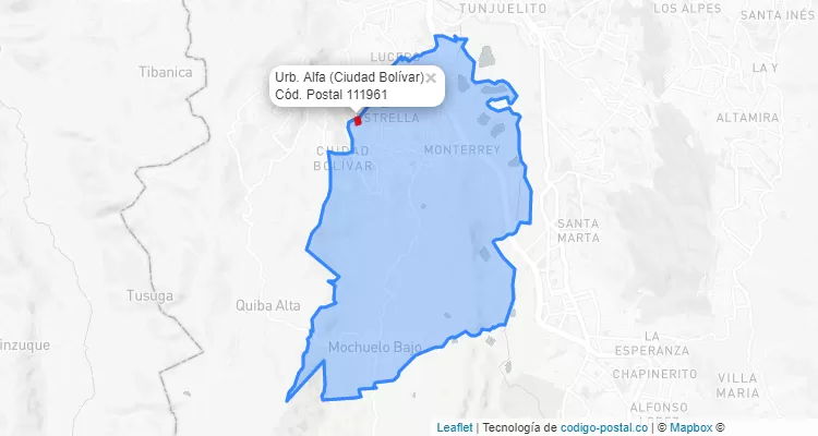 CEP Bairro Urb. Alfa em Ciudad Bolívar, Bogotá