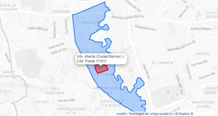 Código Postal Barrio Urb. Atlanta en Ciudad Bolívar, Bogotá