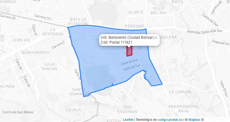 CEP Bairro Urb. Barlovento em Ciudad Bolívar, Bogotá