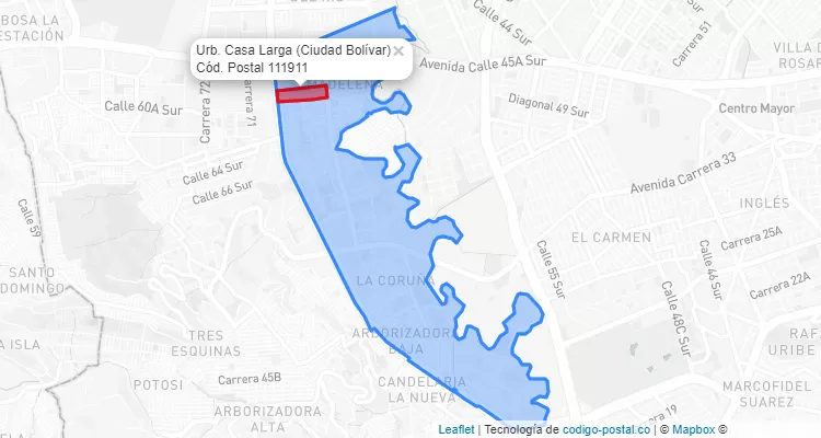 Código Postal Barrio Urb. Casa Larga en Ciudad Bolívar, Bogotá