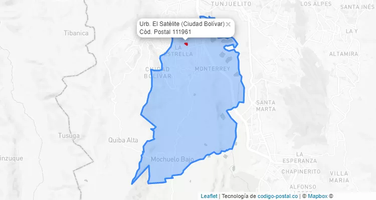 Código Postal Barrio Urb. El Satélite en Ciudad Bolívar, Bogotá