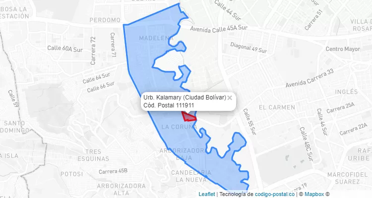 Código Postal Barrio Urb. Kalamary en Ciudad Bolívar, Bogotá