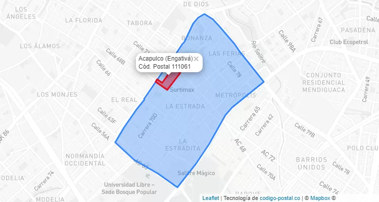 ZIP Code Locality Acapulco  in Engativá, Bogotá