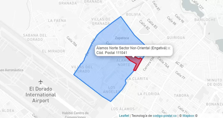 Código Postal Barrio Álamos Norte Sector Nor-Oriental en Engativá, Bogotá