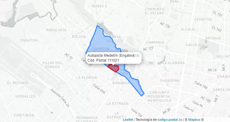 Código Postal Barrio Autopista Medellín en Engativá, Bogotá
