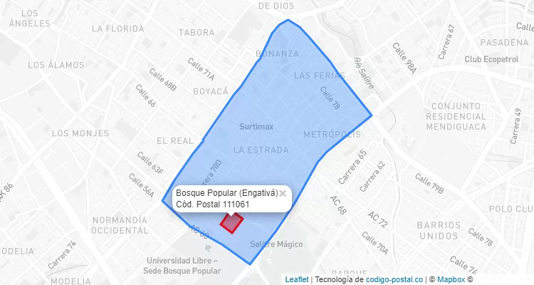 CEP Bairro Bosque Popular em Engativá, Bogotá