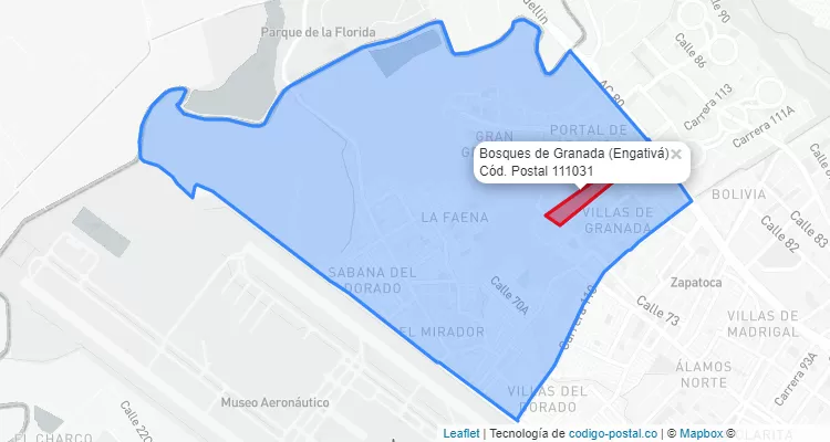 CEP Bairro Bosques de Granada em Engativá, Bogotá
