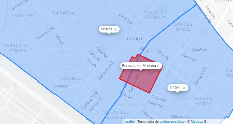 CEP Bairro Bosques de Mariana em Engativá, Bogotá