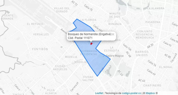 Código Postal Barrio Bosques de Normandia en Engativá, Bogotá
