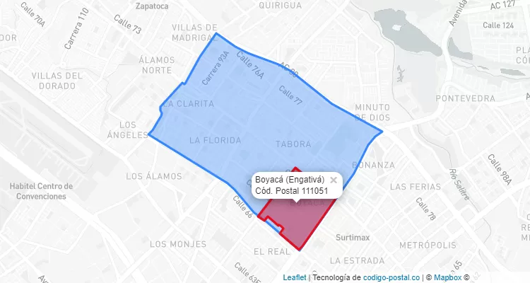 ZIP Code Locality Boyacá in Engativá, Bogotá