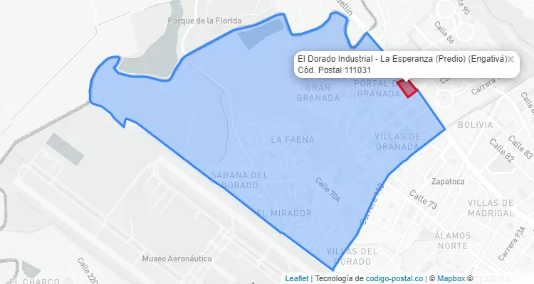 Código Postal Barrio El Dorado Industrial - La Esperanza (Predio) en Engativá, Bogotá