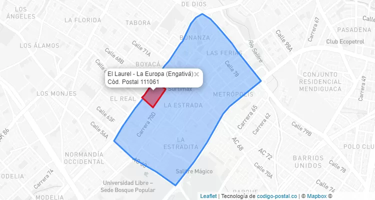 Código Postal Barrio El Laurel - La Europa en Engativá, Bogotá