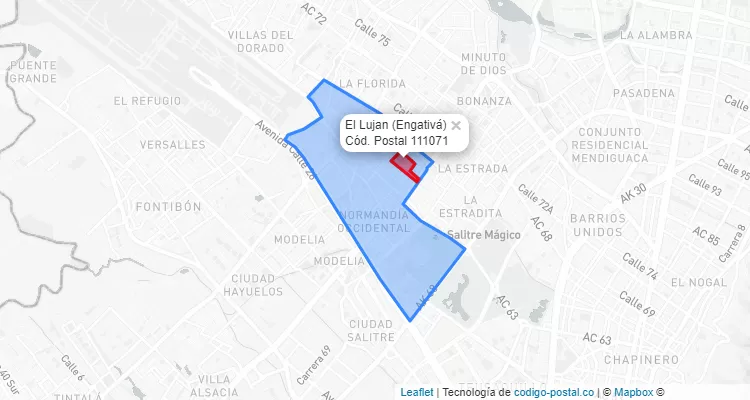 ZIP Code Locality El Lujan in Engativá, Bogotá