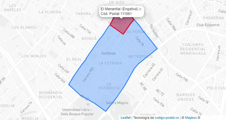 CEP Bairro El Manantial em Engativá, Bogotá