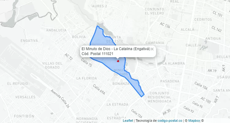 Código Postal Barrio El Minuto de Dios - La Catalina en Engativá, Bogotá