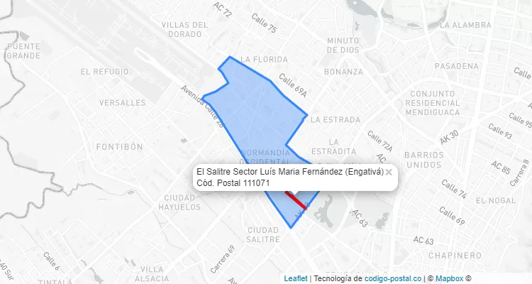 Código Postal Barrio El Salitre Sector Luís Maria Fernández en Engativá, Bogotá