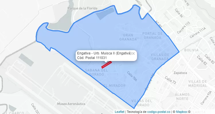 Código Postal Barrio Engativa - Urb. Muisca II en Engativá, Bogotá
