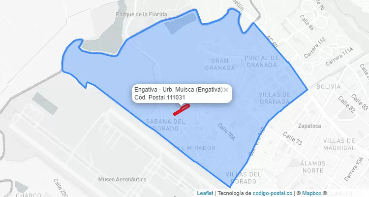Código Postal Barrio Engativa - Urb. Muisca en Engativá, Bogotá