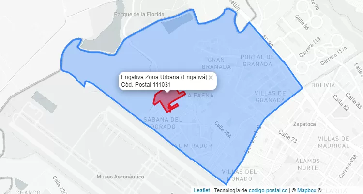 Código Postal Barrio Engativa Zona Urbana en Engativá, Bogotá