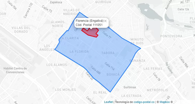 ZIP Code Locality Florencia in Engativá, Bogotá