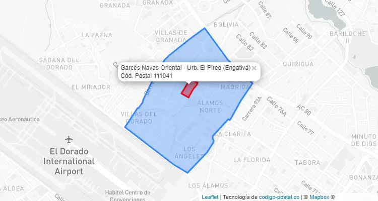 Código Postal Barrio Garcés Navas Oriental - Urb. El Pireo en Engativá, Bogotá