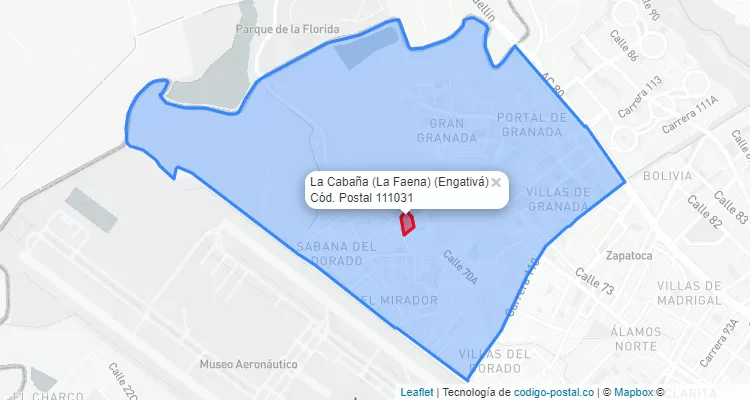 Código Postal Barrio La Cabaña (La Faena) en Engativá, Bogotá