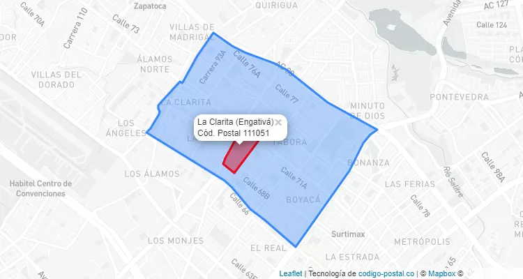 Código Postal Barrio La Clarita en Engativá, Bogotá