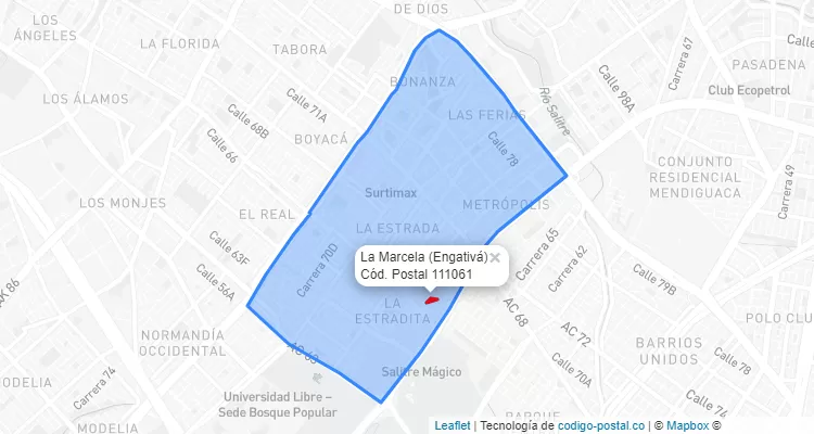 ZIP Code Locality La Marcela in Engativá, Bogotá