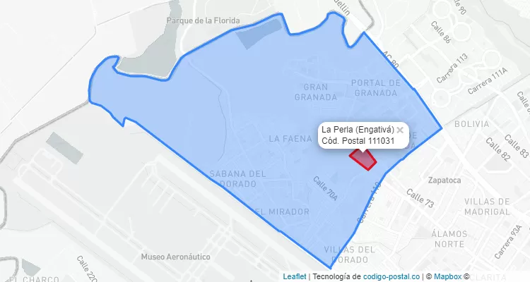 Código Postal Barrio La Perla en Engativá, Bogotá