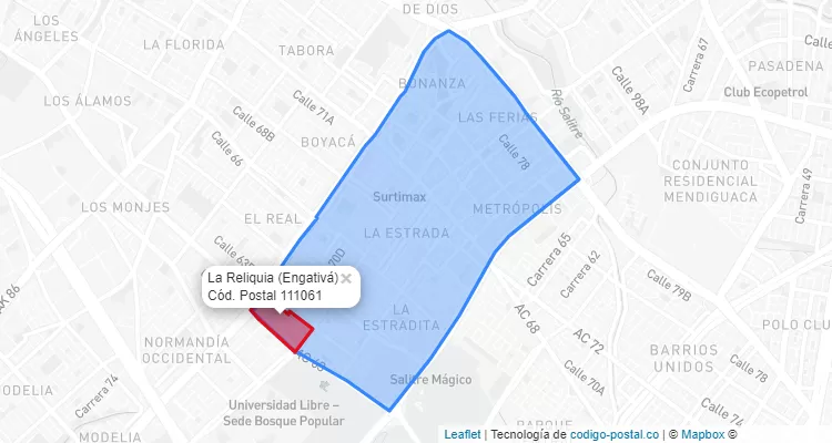CEP Bairro La Reliquia em Engativá, Bogotá