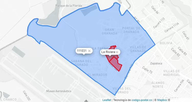 CEP Bairro La Riviera em Engativá, Bogotá