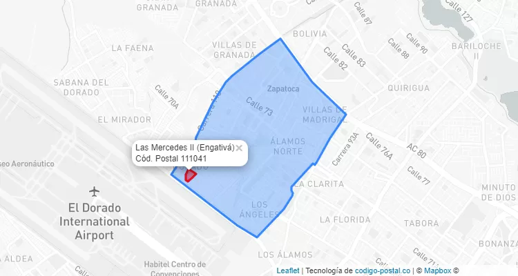 Código Postal Barrio Las Mercedes II en Engativá, Bogotá