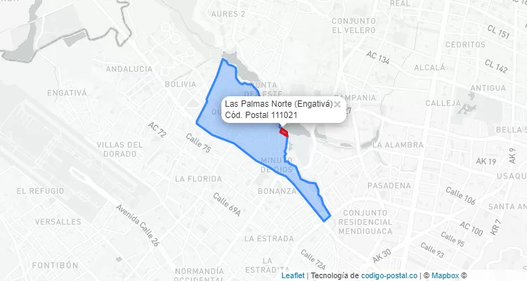 Código Postal Barrio Las Palmas Norte en Engativá, Bogotá