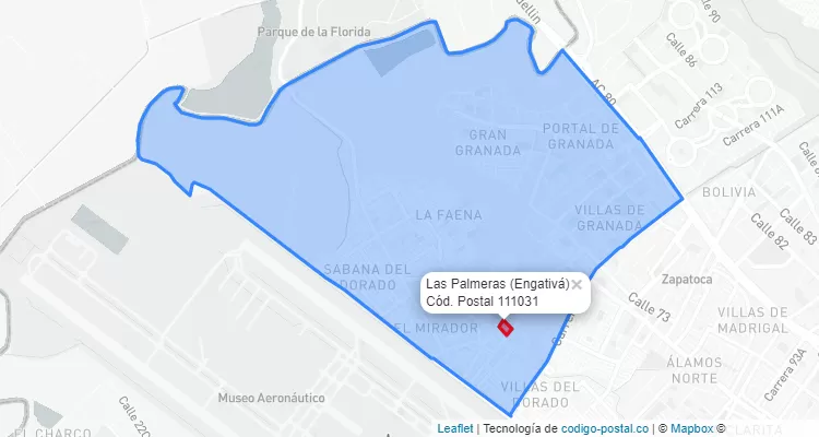 CEP Bairro Las Palmeras  em Engativá, Bogotá