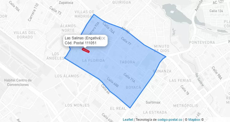 ZIP Code Locality Las Salinas in Engativá, Bogotá