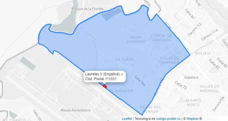 ZIP Code Locality Laureles II in Engativá, Bogotá