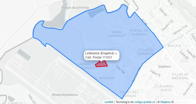 ZIP Code Locality Linterama in Engativá, Bogotá