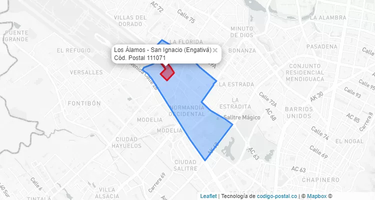 Código Postal Barrio Los Álamos - San Ignacio en Engativá, Bogotá