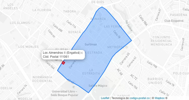 Código Postal Barrio Los Almendros II en Engativá, Bogotá