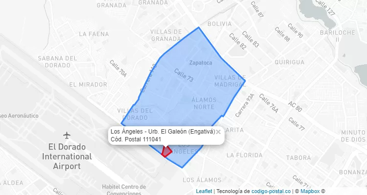 Código Postal Barrio Los Ángeles - Urb. El Galeón en Engativá, Bogotá