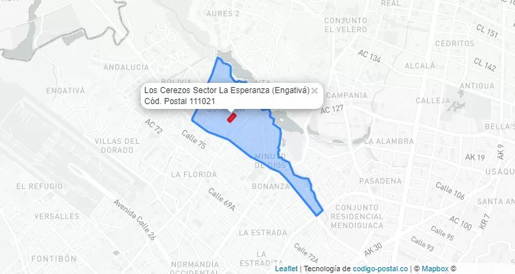 Código Postal Barrio Los Cerezos Sector La Esperanza en Engativá, Bogotá