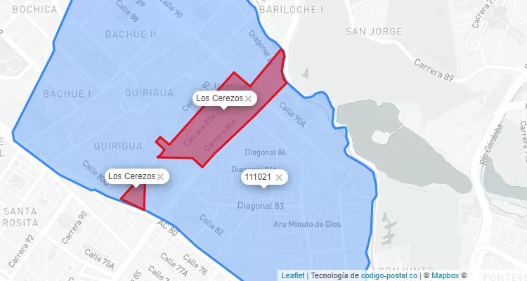 ZIP Code Locality Los Cerezos in Engativá, Bogotá