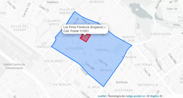 Código Postal Barrio Los Pinos Florencia en Engativá, Bogotá