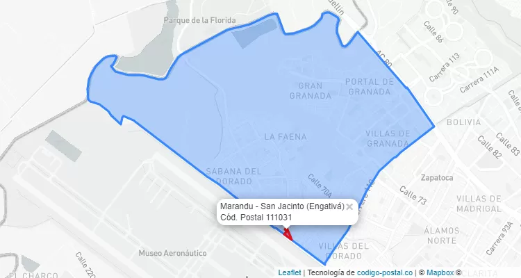 Código Postal Barrio Marandu - San Jacinto en Engativá, Bogotá