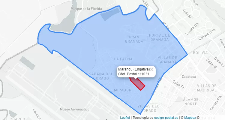 ZIP Code Locality Marandu in Engativá, Bogotá
