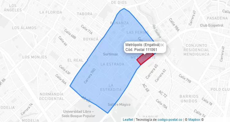 Código Postal Barrio Metrópolis  en Engativá, Bogotá