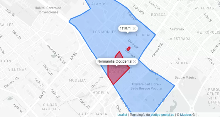 CEP Bairro Normandia Occidental em Engativá, Bogotá