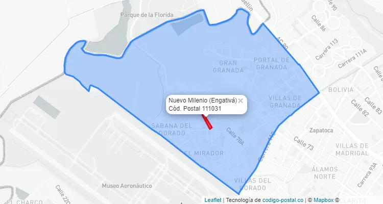 Código Postal Barrio Nuevo Milenio  en Engativá, Bogotá