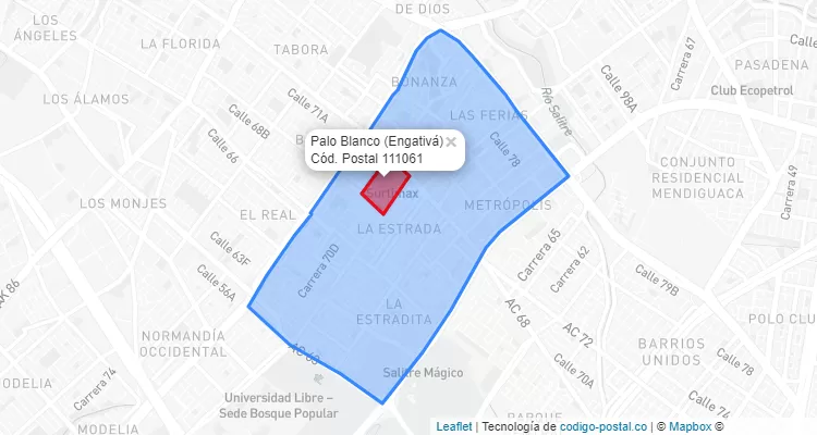 CEP Bairro Palo Blanco em Engativá, Bogotá