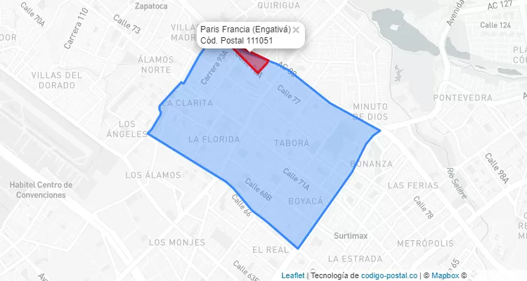 CEP Bairro Paris Francia em Engativá, Bogotá